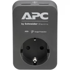 Сетевой фильтр APC PME1WU2B-RS Essential SurgeArrest 1 Outlet 2 USB Ports Black 230V