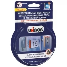 Двусторонняя клейкая лента Unibob, вспененная, для внутренних работ, 19 мм x 5 м