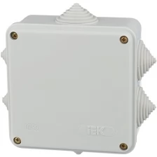 Коробка распаячная КМ41234 для открытой проводки 100х100х50мм IP55 (RAL 7035, 6 гермовводов) IEK