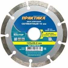 Диск алмазный сегментный ПРАКТИКА Мастер 125 х 22 мм коробка 030-672, 1488993