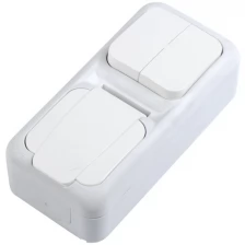 Блок Panasonic Palmiye 90555482-RU розет./выкл. 2кл откр. IP54 белый глянцевый (упак.:1шт)